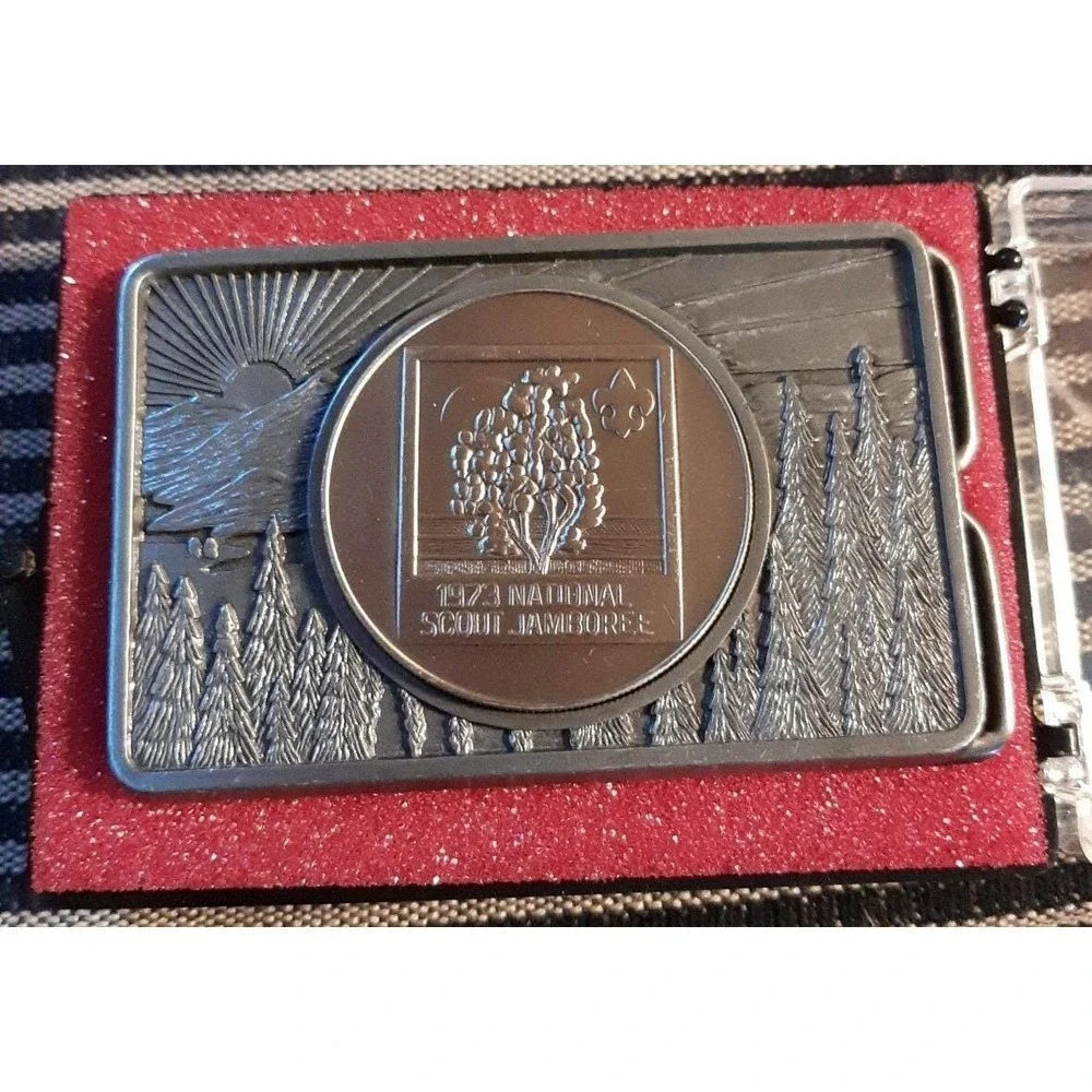 Rare BSA BELT BUCKLE 1973 NATIONAL SCOUT JAMBOREE Vintage MINT Original Box